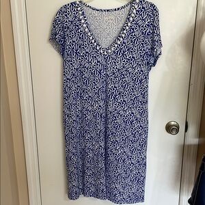 Lilly Pulitzer Blue and White Sheath Midi Dress